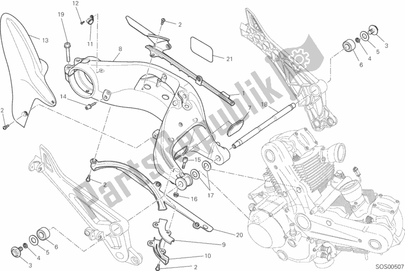 Todas as partes de Braço Oscilante do Ducati Monster 796 USA 2013